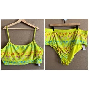 Disney Lime Green Two Piece Bikini Set Size 2X